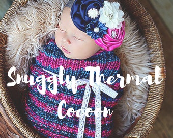 Snuggly Thermal PATTERN Knit Newborn Cocoon