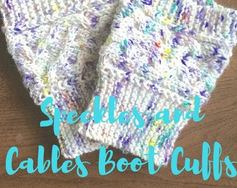 Speckles and Cables Boot Cuff PATTERN, Knitting Pattern, INSTANT DOWNLOAD