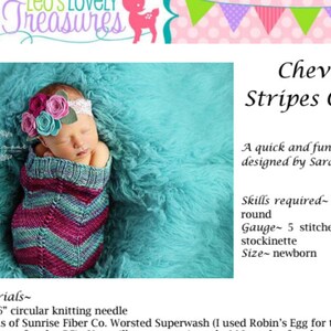 Chevron Stripes PATTERN Knit Baby Cocoon, Instant PDF Download zdjęcie 2