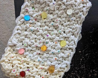 Upcycled Hand Knit Cowl / Infinity Scarf with upcycled beads and faux pearls