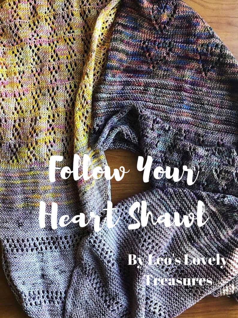 Suivez votre motif de châle de coeur, modèle de tricot, TÉLÉCHARGEMENT INSTANTANÉ image 1