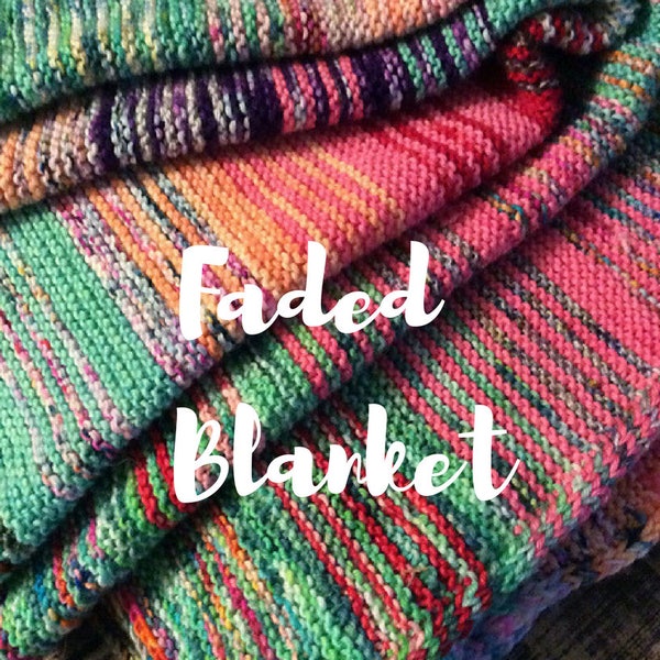 Faded Blanket PATTERN, Knitting Pattern, INSTANT DOWNLOAD