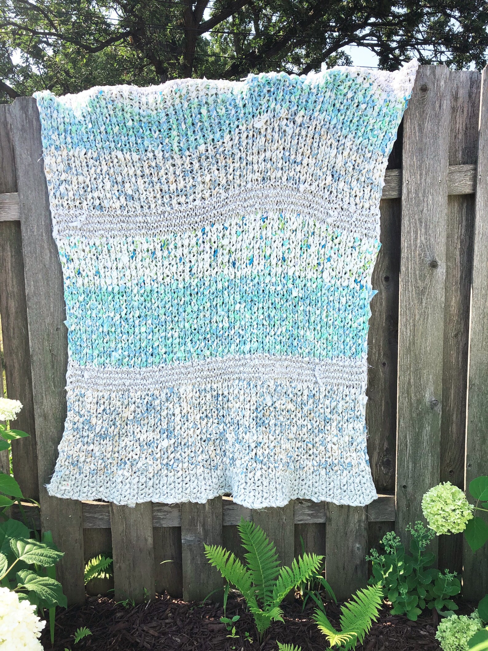 Coastal Hand Knit Weighted Blanket Made from Recycled Etsy