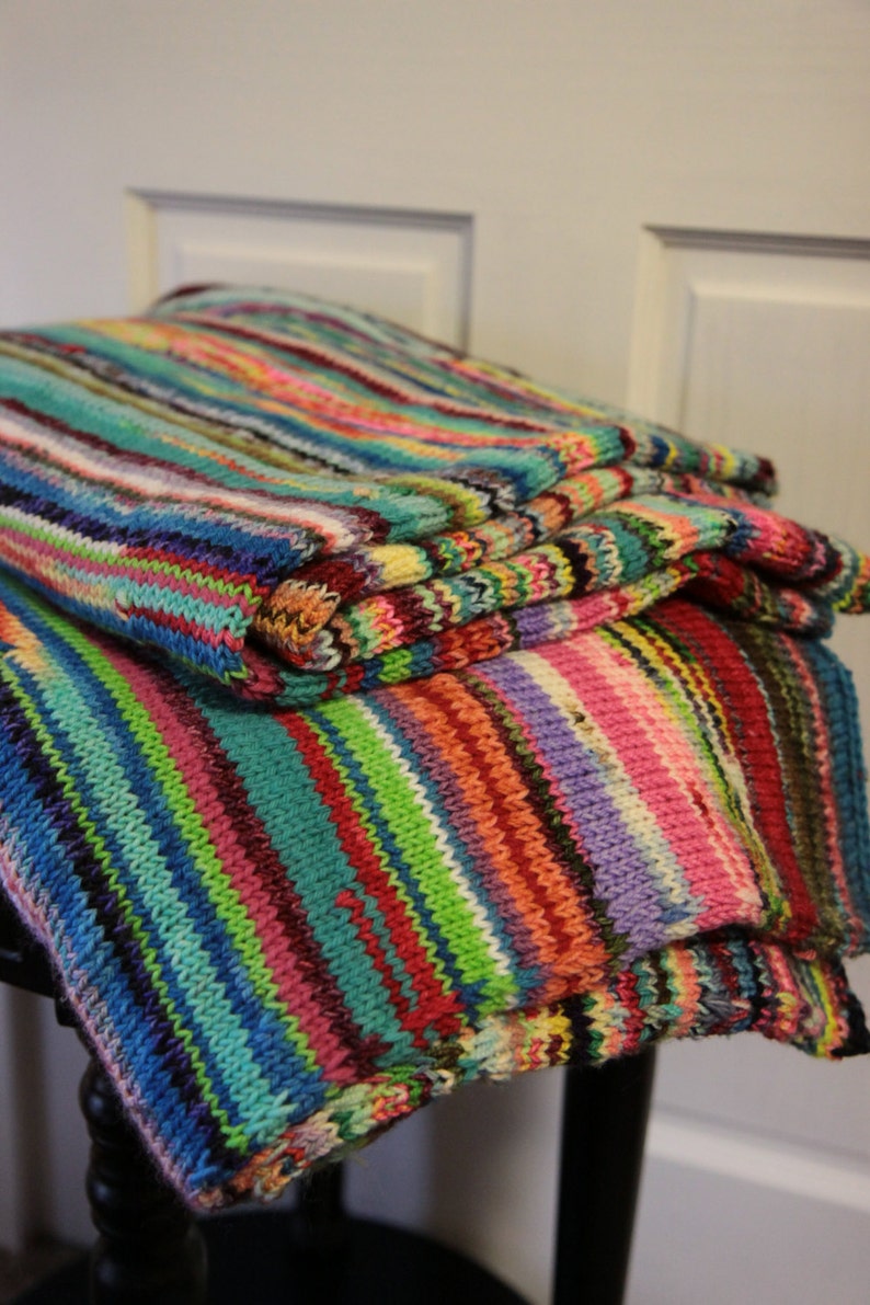 Lap Blanket Multicolored Chunky Knit Warm Soft Merino Wool Etsy