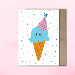 Printable Ice Cream Birthday Card, Digital Download