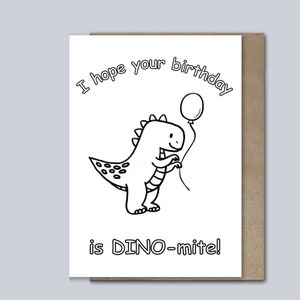 Printable Coloring Page Dinosaur Birthday Card