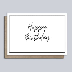 Cartão de feliz aniversário para impressão, cartão de aniversário em branco, download digital