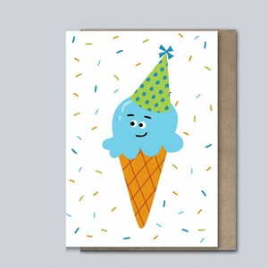 Printable Ice Cream Birthday Card, Digital Download