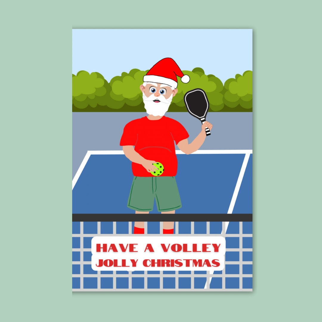 Printable Pickleball Christmas Card Santa Pickle Ball Etsy