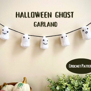 PATTERN Crochet Amigurumi Mini Ghost Garland | DIY Halloween Decoration | Downloadable PDF
