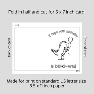 Printable Coloring Page Dinosaur Birthday Card - Etsy