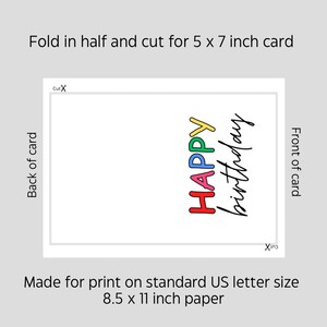 Printable Happy Birthday Card, Digital Download - Etsy