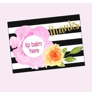 Bloem lippenbalsem kaart. Perfect voor ronde lippenbalsems. Ideaal voor babyshower, bruidsdouche, Moederdag, leraar, bedankt, digitale download