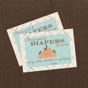 Little Pumpkin Diaper Raffle Cards for Little Pumpkin Baby Shower. Fall Baby Shower. Instant Download