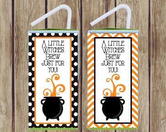 Witches Brew Juice Box Wrappers Labels. Instant Digital Download. for Halloween Party, Kids Class Party, Snack Time, Witch Party
