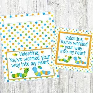 Valentine Worm Tags & Bag Toppers. Valentine, You&#39;ve Wormed Your Way Into My Heart. Instant Digital Download, Just Add Gummy Worms! Bugs