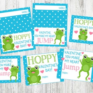 Cartes de Saint-Valentin grenouille, décorations de sacs et étiquettes volantes ! Hoppy Valentine’s Day You Make My Heart Jump Téléchargements numériques instantanés Frog Package