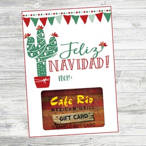 Feliz Navidad Karte für Geschenkkarte. Fügen Sie eine Geschenkkarte für Ihr Lieblings-mexikanisches Restaurant für ein tolles Weihnachtsgeschenk hinzu. Sofortiger digitaler Download