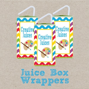 Creative Juices Juice Box Wrappers. Instant Digital Download. Perfect for Art Party, Paint Party, or Art Class. Drink Wrapper, Drink Label