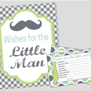 Wünsche für den Kleinen Mann, Wünsche für Baby, Babypartyspiel. Kleiner Mann Baby Party, Schnurrbart-Party. Sofortiger digitaler Download