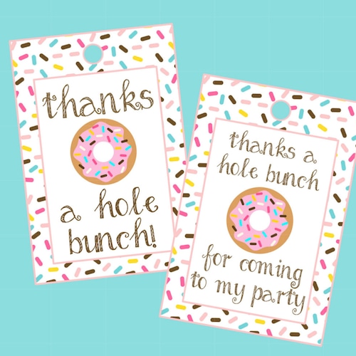 Two Sweet Donut Grow Up 2x3 INSTANT DOWNLOAD Thanks a Hole Bunch! Donuts & Diapers Sprinkled with Love Printable Donut Tags