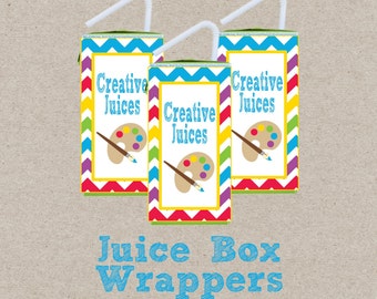 Creative Juices Juice Box Wrappers. Instant Digital Download. Perfect for Art Party, Paint Party, or Art Class. Drink Wrapper, Drink Label