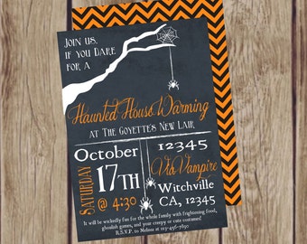 Join Us If You Dare Halloween Party Invitation. Haunted Housewarming Party Invitation. Custom Digital Invitation.