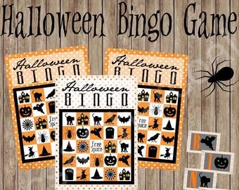 Deluxe Halloween Bingo Game. 20 Game cards plus Calling cards. Instant digital download.