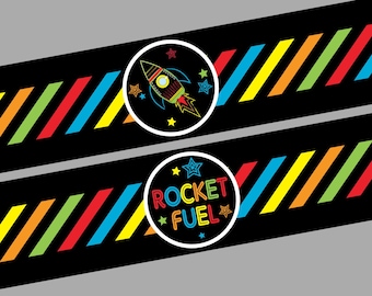 Space Party Water Bottle Labels. Rocket Fuel Water Bottle Labels. Instant Digital Download