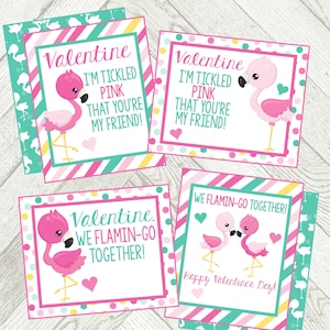 Tarjetas de San Valentín Flamenco. Me hace cosquillas que seas mi amigo, nosotros, Flamin-vamos juntos. Descarga digital instantánea. Tarjetas del día de San Valentín