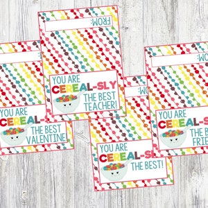 Cereal-sly Best Bag Toppers with Options for Valentine&#39;s Day, Teacher, Friend, Generic. Instant Digital Download