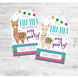 Personalized Alpaca or Llama Party Favor Tags. Printable Personalized Favor Tags for Alpaca or Llama Birthday Party or Fiesta