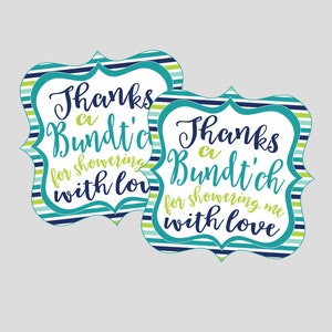 Thanks A Bundt&#39;ch for Showering Me With Love. Bundt Cake Tag for Baby Shower and Baby Sprinkle. Instant Digital Download.
