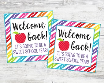 Welcome Back To School Tags. Tags for Teacher Gift, Class Gift, Cookie Packaging and more! Instant Digital Download.