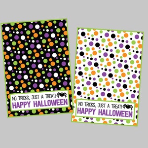 Cartes d'Halloween No Tricks Just A Treat. Cartes imprimables pour fêtes d'Halloween, salle de classe. Cartes témoins.  Téléchargement numérique instantané