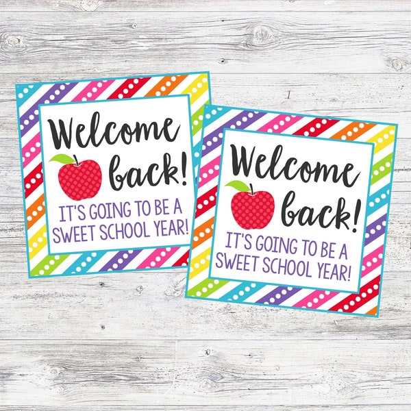 Welcome Back To School Tags. Tags for Teacher Gift, Class Gift, Cookie Packaging and more! Instant Digital Download.