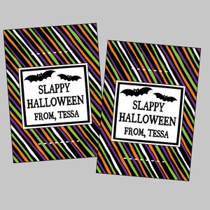 Slappy Halloween. Personalized Printable Halloween Cards to Pair with Halloween Slap Bracelets. Halloween Trick or Treat or Party Favors
