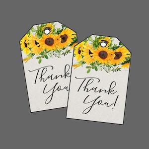 Sunflower Thank You Tags. Instant Digital Download, Printable Tags. Great for Baby Shower, Bridal Shower, Gifts, Teacher&#39;s Appreciation.