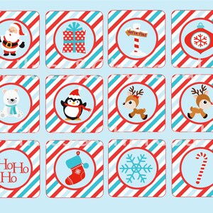 North Pole Party Squares. Use as Cupcake Toppers, Memory & Matching Game, and/or Gift Tags. Instant Digital Download. Christmas Toppers