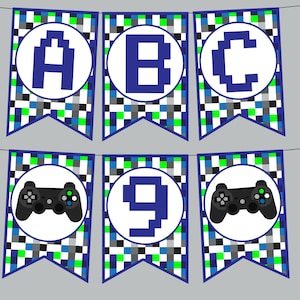 Game On! Full Alphabet Banner for Video Game Birthday Party. Happy Birthday, Level, Game On, & Numbers Instant Digital Download. Gamer Party