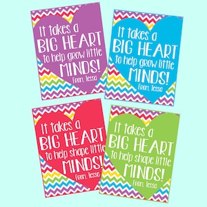 Personalized It Takes A Big Heart To Help Shape/Grow Little Minds. Printable Teacher Appreciation Cards for Teachers Coaches & More DIGITAL