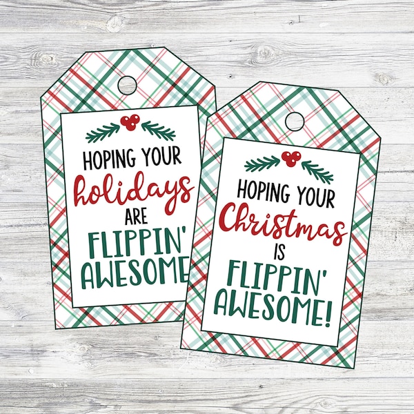 Printable Flippin' Awesome Christmas Holiday Gift Tags. Christmas Pancakes Tags. Instant Digital Download Files.