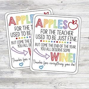 Etiqueta de vino de maestro imprimible. Apple para el maestro solía estar bien, todos merecen vino. Etiqueta de agradecimiento al profesor de vino. Descarga digital instantánea.