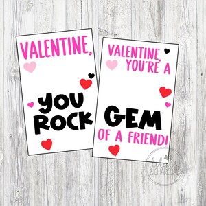 Cartão de dia dos namorados Gem Rock para impressão. Jóia de um amigo, Valentine You Rock. Classe Valentine Exchange. Download digital instantâneo.