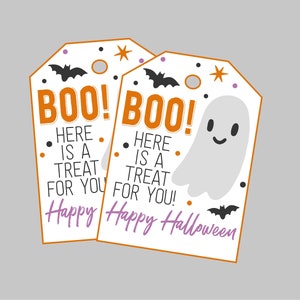 Printable Halloween Treat Tags. BOO! Here Is A Treat For You! Ghost Treat Tags. Instant Digital Download.