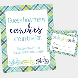 Candy Guessing Game for Bicycle Baby Shower. Guess How Many Candies. Printable Baby Shower Game. Instant Digital Download