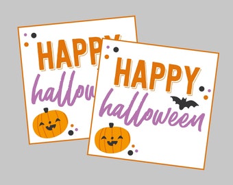 Printable Halloween Treat Tags. Happy Halloween Tags. Instant Digital Download.