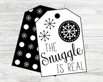 The Snuggle Is Real vakantielabels. Afdrukbare cadeaukaartjes voor deken, pluizige sokken of iets gezelligs. Directe digitale download