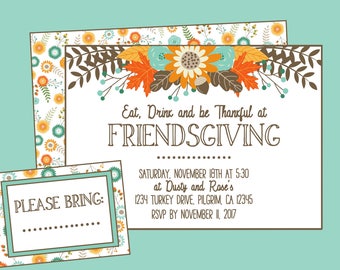 Friendsgiving Invitation. Printable Invitation for Thanksgiving, Friendsgiving, Fall Baby Shower, Bridal Shower, Fall Birthday