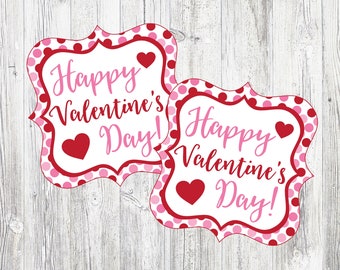 Happy Valentine's Day Tags. Printable Valentine's Day Tags.  Instant Digital Download. Valentine's Day Gift Tags, Treat Tags.